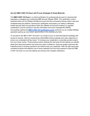 Ace the IBM C1000-132 Exam with Proven Strategies & Study Materials